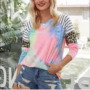 Tie dye stripe Long Sleeve Top